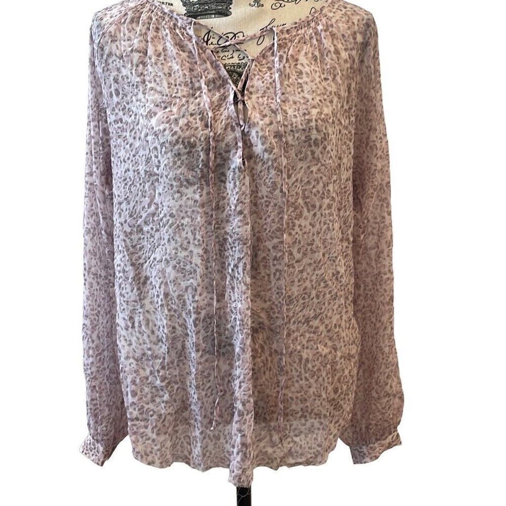 L'Agence Semi Sheer Pink Bohemian brown leopard print Blouse XS New